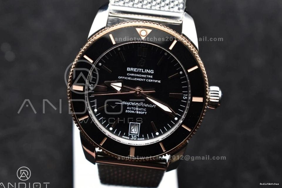 Durable 1173 A on II Dial Ceramic Black SS Black 42mm SuperOcean Bracelet BLSF Heritage Bezel Rubber RG and Bezel 0802